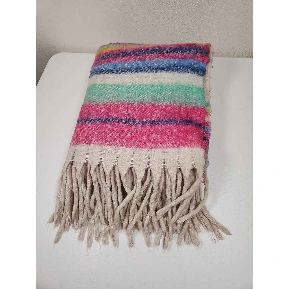 Free People Skye Stripe Fringe Throw Blanket 60